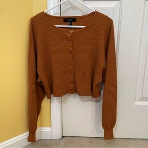 F21 burnt orange/brown buttoned cardigan sweater - small
